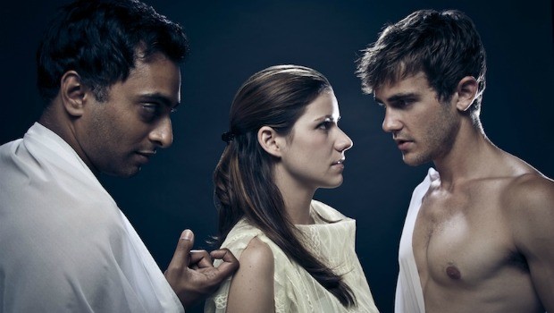 Manu Narayan, Emily Tarpey and Erik Altemus in 