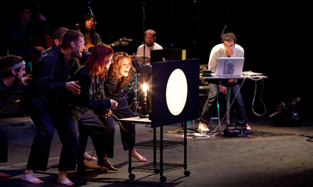 Jad and dance troupe Pilobolus on stage for Radiolab Live: In the Dark in Berkeley