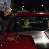 (Left to right) Writer and director Dan Gilroy with actors Riz Ahmed and Jake Gyllenhaal on the set of Nightcrawler