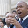 Brooklyn Borough President Eric Adams speaks at a rally supporting a proposal to stop prosecution of low-level marijuana possession on the steps of Brooklyn Borough Hall on Friday, April 25.  