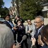 John Podesta, campaign manager for Democratic presidential candidate Hillary Clinton, talks to reporters outside Clinton's Washington home, Wednesday, Oct. 5, 2016. 