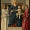 Piero della Francesca. Virgin and Child Enthroned with Four Angels, c. 1460-70. Oil (and tempera?) transferred to fabric on panel 42.4 x 30.9 inches 