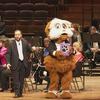 Fiddlesticks, the Pittsburgh Symphony's mascot with conductor Lawrence Loh
