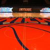 The Knicks basketball court at Madison Square Garden.