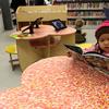 Gabriella Vajasa, 2, at opening day of the Coney Island library branch on Mermaid Avenue.
