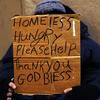 Homeless and hungry sign poverty
