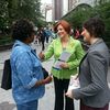 City Council Speaker and mayoral candidate Christine Quinn, center, received the endorsement of women's rights advocate Sandra Fluke, right.