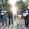 The members of Songhoy Blues from left to right: Oumar Toure, Aliou, Nathanael Dembele, Garba Toure
