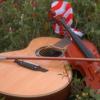 Acoustic Guitar Violin and American Flag 