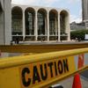 A construction site stands in front of the Metropolitan Opera on July 29, 2014