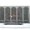 Lincoln Center during the beginning of the snowfall on Monday