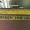 NJTransit platform with 'Watch the Gap' sign