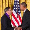 Philip Glass receiving a 2015 National Medal of Arts from President Barack Obama