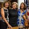 (L-R) Jill Totenberg, Nina Totenberg and Amy Totenberg view their father's Stadivarius violin, which was stolen 35 years ago, at an FBI press conference.