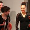 Musicians from the Mannes College of Music model new orchestra garments at the Parsons School