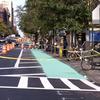 A NYC bike lane, under construction in 2011