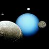 Uranus and its moons taken by the solar system communications team at NASA's Jet Propulsion Laboratory