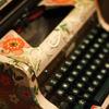 Vintage typewriter with flower design