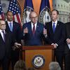 House Rules Committee Chairman Jim McGovern, D-Mass., center, speaks during a news conference on Capitol Hill in Washington, Thursday, Oct. 31, 2019. 