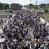 Hundreds march at a rally for Jacob Blake Saturday, Aug. 29, 2020, in Kenosha, Wis. 