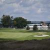 The greens at Trump National Golf Course in Bedminster, New Jersey with the clubhouse sitting in the background.