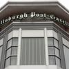 A sign on a building marks the offices of the Pittsburgh Post-Gazette, Thursday, Feb. 14, 2019, in Pittsburgh.