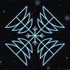 Light blue snowflakes falling over a black background.