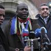 Minister of Justice and Correctional Services of South Africa Ronald Lamola addresses media during a press conference after a hearing at the International Court of Justice in The Hague.