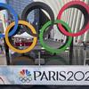 Olympic rings are on display in New York on Tuesday, July 9, 2024, ahead of the Summer Olympics in Paris.