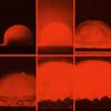 Different slides of the mushroom clouds caused by the detonation of atomic weaponry.