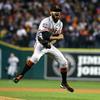 Sergio Romo #54 of the San Francisco Giants celebrates striking out Miguel Cabrera #24 of the Detroit Tigers in the tenth inning to win Game Four of the Major League Baseball World Series at