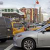 Gas lines began to snarl traffic on 4th Ave. and Union St. in Brooklyn on Thursday. Customers at the Hess station there reported waiting over 2 hours for gas.