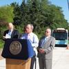 MTA Chief Joe Lhota (left), Mayor Michael Bloomberg, and Staten Island Borough President James Molinaro tout Select Bus service on Staten Island.