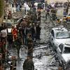 Lebanese security forces and rescue workers gather at the site of an explosion in Beirut's Christian neighbourhood of Ashrafieh on October 19, 2012.