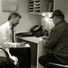 Doctor and patient taking tests