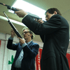 Kurt Andersen and writer Joel Stein at the Westside Pistol and Rifle Range in Manhattan