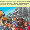 Detail of an image from the comic book-style press release for Rob Salkowitz's book Comic-Con and the Business of Pop Culture