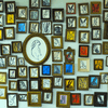 A wall devoted to paintings at Hunt Slonem's studio