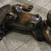 Figures from 'Life Underground,' one of Tom Otterness' best-known public works, on permanent display at the 14th Street A-C-E station.