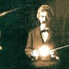 Mark Twain in the lab of Nikola Tesla, spring of 1894.