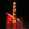 The Apollo theater's iconic red sign.