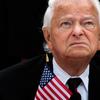  Sen. Robert Byrd (D-WV) looks towards a passing airplane as he takes part in a 9/11 remembrance ceremony at the U.S. Capitol September 11, 2008 in Washington, DC.
