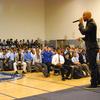 Chicago rapper Common Sense performs for and speaks to students at the Eagle Academy for Young Men in the South Bronx.