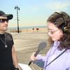 Irina recording Vox at Brighton Beach