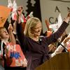 Republican gubernatorial candidate Meg Whitman delivers a campaign speech to supporters at her primary night party at the Universal Hilton Hotel June 8, 2010 in Los Angeles, Ca.