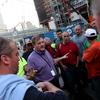 Concrete workers at the World Trade Center, arguing with Kieran 'O Sullivan, the secretary treasurer of Local 18A 