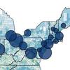 The dots represent the number of veterans disability claims pending in the northeast region.