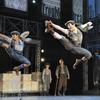 Aaron J. Albano (L) and Jess LeProtto (R) with the cast of 'Newsies.' 