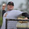 Roger Clemens throws during minor league batting practice at Houston Spring Training at Osceola County Stadium on February 27, 2008 