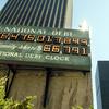 the National Debt Clock after it was restarted July 11, 2002 in New York City. The digital sign was turned off two years earlier when the federal government had a budget surplus.